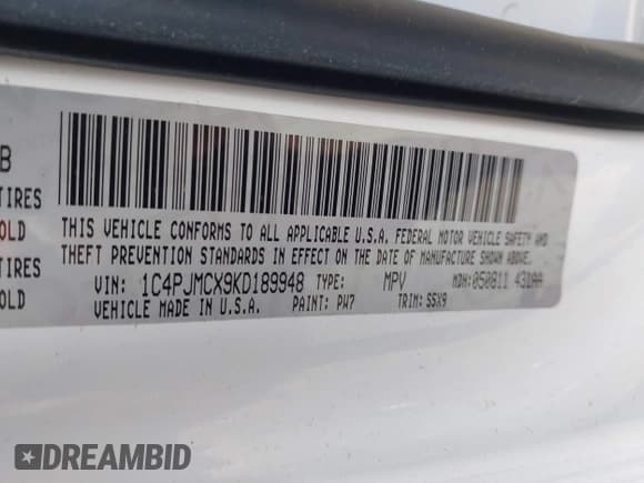 ✅ 2019 Jeep Cherokee Latitude • VIN: 1C4PJMCX9KD189948 • Lot: 42487738. Listed on IAAI with 72,573 mi. Free auction sales archive from the USA and detailed vehicle history report at DreamBid. Image 9.