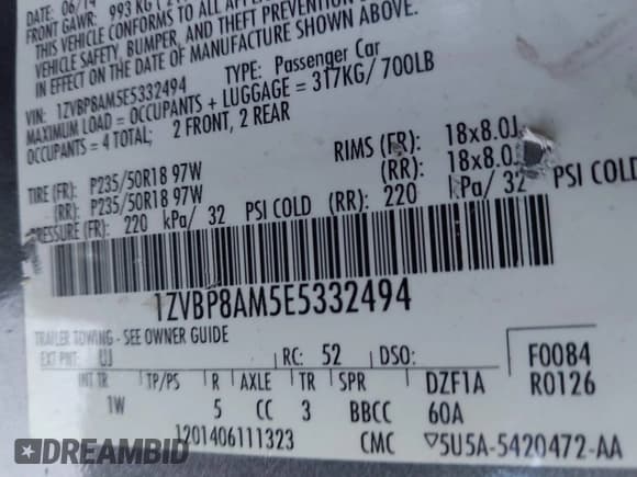 ✅ 2014 Ford Mustang Premium • VIN: 1ZVBP8AM5E5332494 • Лот: 43377150. Опубликован ранее на IAAI с пробегом 119 029 миль. Бесплатный доступ к архиву аукционных продаж из США и подробный отчёт об истории автомобиля на DreamBid. Изображение 9.