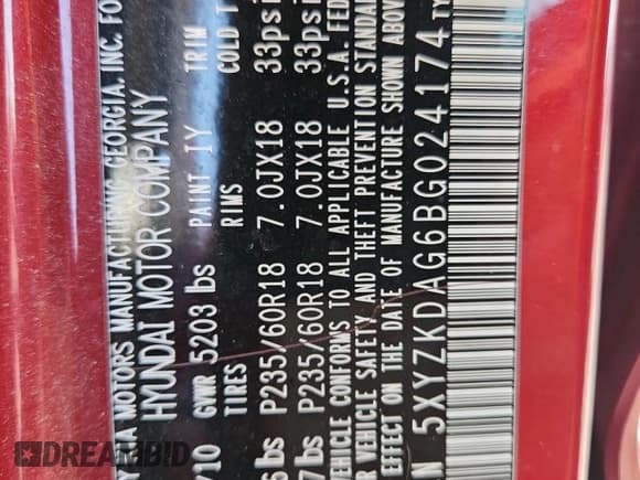 ✅ 2011 Hyundai Santa Fe Limited • VIN: 5XYZKDAG6BG024174 • Lot: 83810825. Listed on Copart with 84,166 mi. Free auction sales archive from the USA and detailed vehicle history report at DreamBid. Image 14.