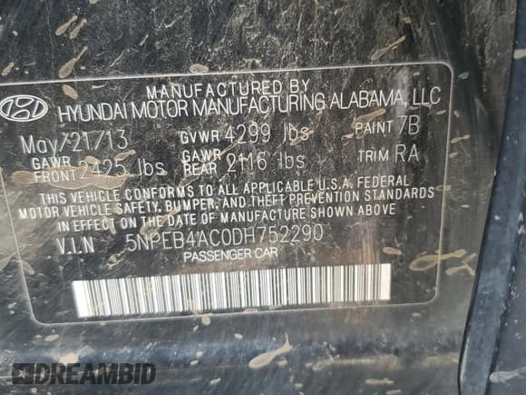 ✅ 2013 Hyundai Sonata GLS • VIN: 5NPEB4AC0DH752290 • Lot: 87477925. Wystawiony na Copart z przebiegiem 122 570 mil. Bezpłatny archiwum sprzedaży aukcyjnych z USA i szczegółowy raport historii pojazdu na DreamBid. Zdjęcie 13.