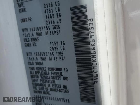 ✅ 2016 Nissan NV200 S • VIN: 3N6CM0KN6GK697538 • Lot: 57086555. Wystawiony na Copart z przebiegiem 162 303 mil. Bezpłatny archiwum sprzedaży aukcyjnych z USA i szczegółowy raport historii pojazdu na DreamBid. Zdjęcie 13.