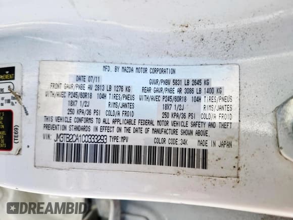 ✅ 2012 Mazda CX-9 Touring • VIN: JM3TB2CA1C0333293 • Лот: 80135375. Опубликован ранее на Copart с пробегом 220 781 миль. Бесплатный доступ к архиву аукционных продаж из США и подробный отчёт об истории автомобиля на DreamBid. Изображение 13.