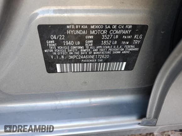 ✅ 2022 Hyundai Accent SEL • VIN: 3KPC24A6XNE172620 • Лот: 75680784. Опубликован ранее на Copart с пробегом 17 063 миль. Бесплатный доступ к архиву аукционных продаж из США и подробный отчёт об истории автомобиля на DreamBid. Изображение 12.