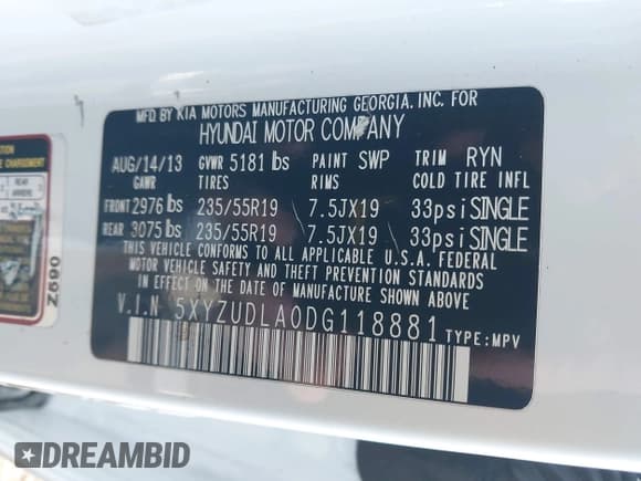 ✅ 2013 Hyundai Santa Fe Sport • VIN: 5XYZUDLA0DG118881 • Лот: 43589430. Опубликован ранее на IAAI с пробегом 236 917 миль. Бесплатный доступ к архиву аукционных продаж из США и подробный отчёт об истории автомобиля на DreamBid. Изображение 9.