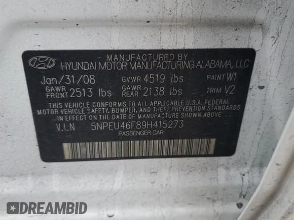 ✅ 2009 Hyundai Sonata Limited • VIN: 5NPEU46F89H415273 • Лот: 81954154. Опубликован ранее на Copart с пробегом 83 595 миль. Бесплатный доступ к архиву аукционных продаж из США и подробный отчёт об истории автомобиля на DreamBid. Изображение 13.