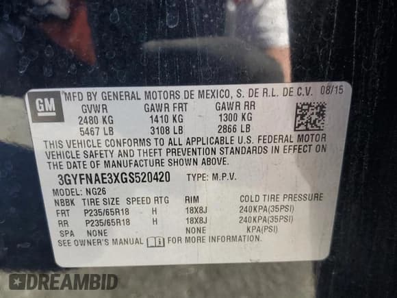 ✅ 2016 Cadillac SRX • VIN: 3GYFNAE3XGS520420 • Lot: 82726595. Listed on Copart with 187,679 mi. Free auction sales archive from the USA and detailed vehicle history report at DreamBid. Image 13.