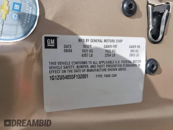 2005 Chevrolet Malibu LT с VIN 1G1ZU54855F132001, выставлен на аукционе IAAI как лот 42761060 с пробегом 74 957 миль миль и . История ставок и продаж доступна на DreamBid. Изображение 9.