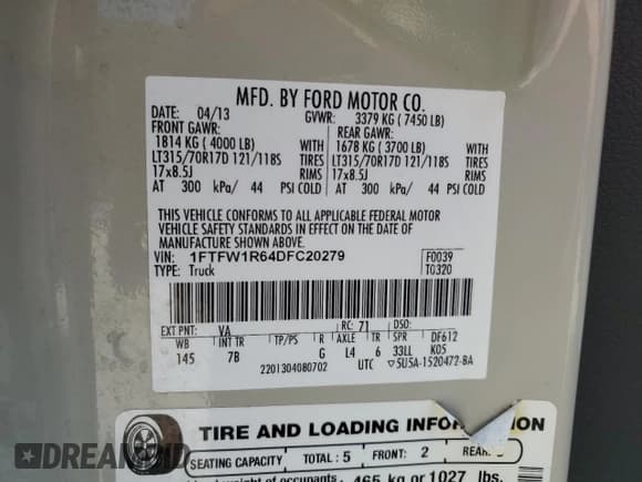 ✅ 2013 Ford F-150 SVT Raptor • VIN: 1FTFW1R64DFC20279 • Лот: 71619425. Опубликован ранее на Copart с пробегом 198 928 миль. Бесплатный доступ к архиву аукционных продаж из США и подробный отчёт об истории автомобиля на DreamBid. Изображение 12.