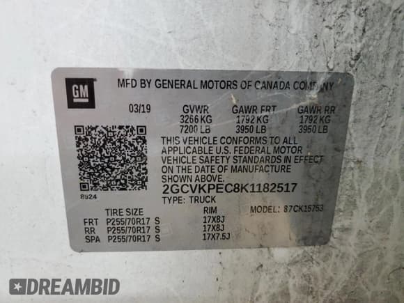 ✅ 2019 Chevrolet Silverado 1500 LT • VIN: 2GCVKPEC8K1182517 • Lot: 70346424. Wystawiony na Copart z przebiegiem Nie podano. Bezpłatny archiwum sprzedaży aukcyjnych z USA i szczegółowy raport historii pojazdu na DreamBid. Zdjęcie 12.