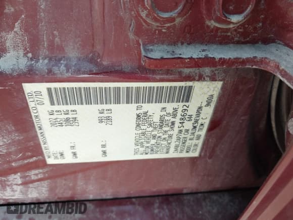 ✅ 2010 Nissan Altima SR • VIN: 1N4BL2AP7AN548692 • Lot: 42864138. Wystawiony na IAAI z przebiegiem 187 126 mil. Bezpłatny archiwum sprzedaży aukcyjnych z USA i szczegółowy raport historii pojazdu na DreamBid. Zdjęcie 9.