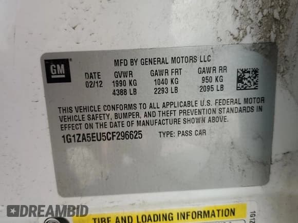 ✅ 2012 Chevrolet Malibu 1FL • VIN: 1G1ZA5EU5CF296625 • Lot: 74062284. Listed on Copart with 139,182 mi. Free auction sales archive from the USA and detailed vehicle history report at DreamBid. Image 12.