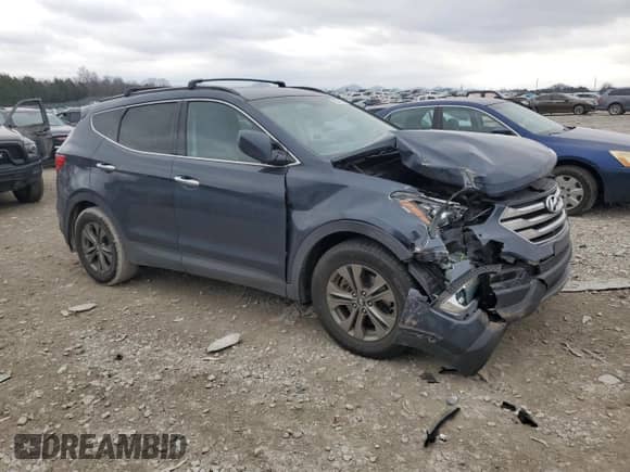 2015 Hyundai Santa Fe with VIN 5XYZU3LB2FG239529, listed as a Copart auction lot 43754655 with 105,442 mi miles and Salvage title. Bid and sale history available at DreamBid. Image 4.