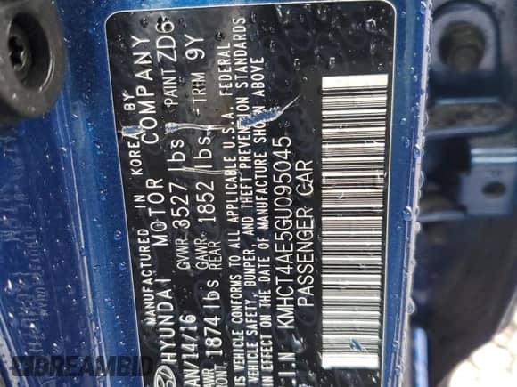 2016 Hyundai Accent SE с VIN KMHCT4AE5GU095045, выставлен на аукционе Copart как лот 54712495 с пробегом 104 708 миль миль и Списание • Salvage title. История ставок и продаж доступна на DreamBid. Изображение 12.