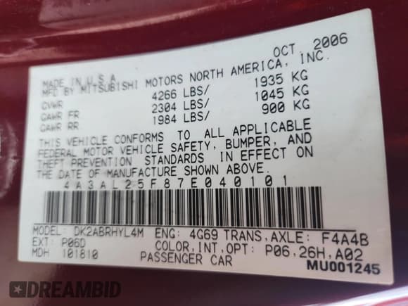 ✅ 2007 Mitsubishi Eclipse GS • VIN: 4A3AL25F87E040101 • Lot: 60934405. Wystawiony na Copart z przebiegiem 48 160 mil. Bezpłatny archiwum sprzedaży aukcyjnych z USA i szczegółowy raport historii pojazdu na DreamBid. Zdjęcie 12.