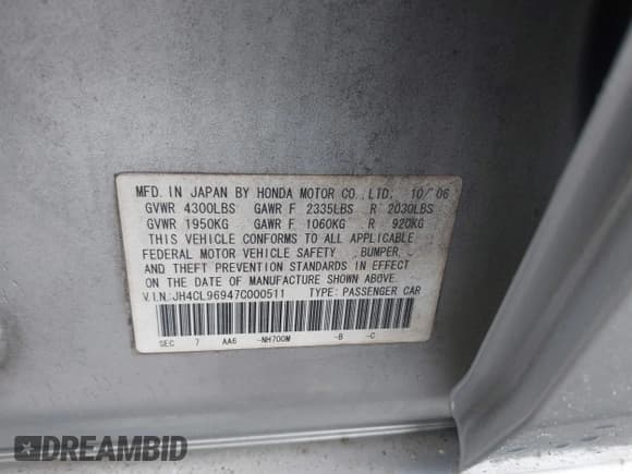 ✅ 2007 Acura TSX Navi • VIN: JH4CL96947C000511 • Lot: 43333821. Wystawiony na IAAI z przebiegiem 195 145 mil. Bezpłatny archiwum sprzedaży aukcyjnych z USA i szczegółowy raport historii pojazdu na DreamBid. Zdjęcie 9.