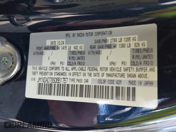 ✅ 2025 Mazda MX-5 Miata Grand Touring • VIN: JM1NDAD78S0651757 • Lot: 42631007. Wystawiony na IAAI z przebiegiem Nie podano. Bezpłatny archiwum sprzedaży aukcyjnych z USA i szczegółowy raport historii pojazdu na DreamBid. Zdjęcie 9.