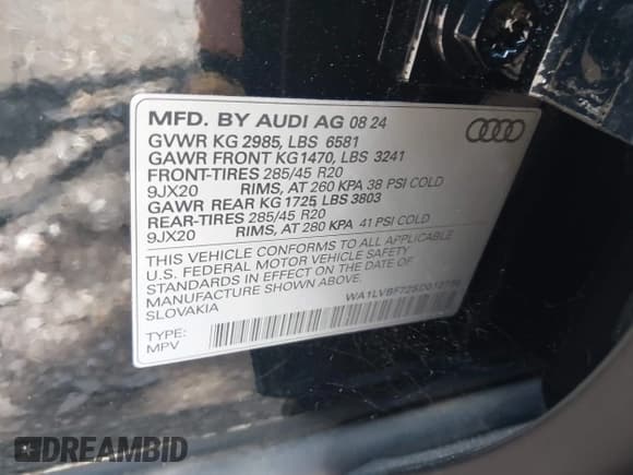 ✅ 2025 Audi Q7 Premium Plus • VIN: WA1LVBF72SD012736 • Lot: 42603532. Wystawiony na IAAI z przebiegiem 421 mil. Bezpłatny archiwum sprzedaży aukcyjnych z USA i szczegółowy raport historii pojazdu na DreamBid. Zdjęcie 9.