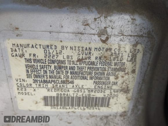 ✅ 2012 Nissan Sentra SR • VIN: 3N1AB6AP6CL692546 • Лот: 42203024. Опубликован ранее на IAAI с пробегом 207 825 миль. Бесплатный доступ к архиву аукционных продаж из США и подробный отчёт об истории автомобиля на DreamBid. Изображение 9.