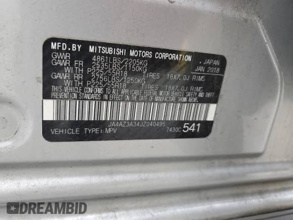 2018 Mitsubishi Outlander ES z VIN JA4AZ3A34JZ040495, wystawiony jako Copart lot #71119415 z przebiegiem 161 625 mil mil oraz Szkoda całkowita • Salvage title. Historia ofert i sprzedaży dostępna na DreamBid. Obrazek 13.