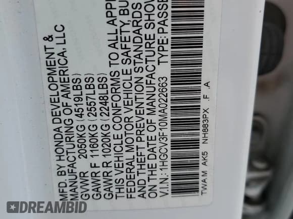 ✅ 2021 Honda Accord • VIN: 1HGCV3F10MA022663 • Лот: 81908265. Опубликован ранее на Copart с пробегом 198 095 миль. Бесплатный доступ к архиву аукционных продаж из США и подробный отчёт об истории автомобиля на DreamBid. Изображение 12.