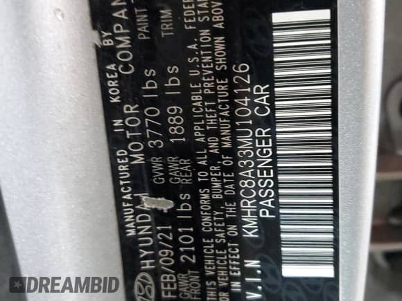 2021 Hyundai Venue SEL с VIN KMHRC8A33MU104126, выставлен на аукционе Copart как лот 80078714 с пробегом 129 505 миль миль и Чистый • Clean title. История ставок и продаж доступна на DreamBid. Изображение 13.