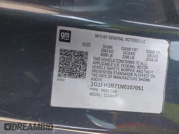 ✅ 2022 Chevrolet Camaro 2SS • VIN: 1G1FH1R71N0107051 • Лот: 41975050. Опубликован ранее на IAAI с пробегом 24 872 миль. Бесплатный доступ к архиву аукционных продаж из США и подробный отчёт об истории автомобиля на DreamBid. Изображение 9.