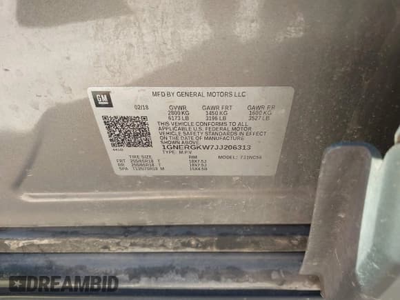 ✅ 2018 Chevrolet Traverse LT Cloth • VIN: 1GNERGKW7JJ206313 • Lot: 43463022. Wystawiony na IAAI z przebiegiem 242 688 mil. Bezpłatny archiwum sprzedaży aukcyjnych z USA i szczegółowy raport historii pojazdu na DreamBid. Zdjęcie 9.