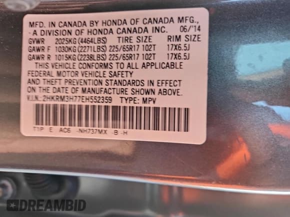 ✅ 2014 Honda CR-V EX-L • VIN: 2HKRM3H77EH552359 • Лот: 93198195. Опубликован ранее на Copart с пробегом 130 773 миль. Бесплатный доступ к архиву аукционных продаж из США и подробный отчёт об истории автомобиля на DreamBid. Изображение 13.