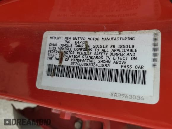 ✅ 2003 Pontiac Vibe • VIN: 5Y2SL62833Z411883 • Lot: 67045165. Listed on Copart with Not provided. Free auction sales archive from the USA and detailed vehicle history report at DreamBid. Image 13.