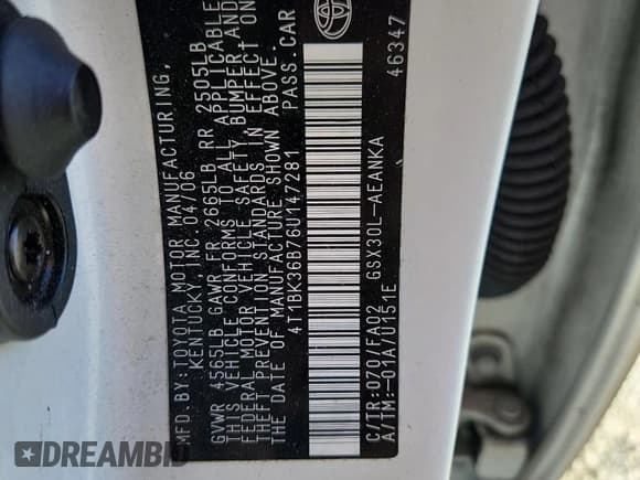 ✅ 2006 Toyota Avalon XLS • VIN: 4T1BK36B76U147281 • Lot: 82537875. Wystawiony na Copart z przebiegiem 215 678 mil. Bezpłatny archiwum sprzedaży aukcyjnych z USA i szczegółowy raport historii pojazdu na DreamBid. Zdjęcie 12.