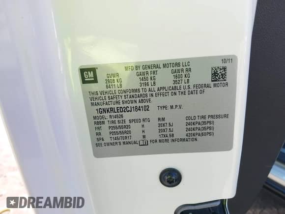 2012 Chevrolet Traverse LTZ z VIN 1GNKRLED2CJ184102, wystawiony jako IAAI lot #43306369 z przebiegiem 156 274 mil mil oraz . Historia ofert i sprzedaży dostępna na DreamBid. Obrazek 9.