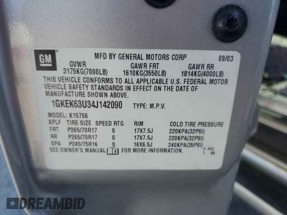 ✅ 2004 GMC Yukon Denali • VIN: 1GKEK63U34J142090 • Lot: 81115705. Wystawiony na Copart z przebiegiem Nie podano. Bezpłatny archiwum sprzedaży aukcyjnych z USA i szczegółowy raport historii pojazdu na DreamBid. Zdjęcie 14.