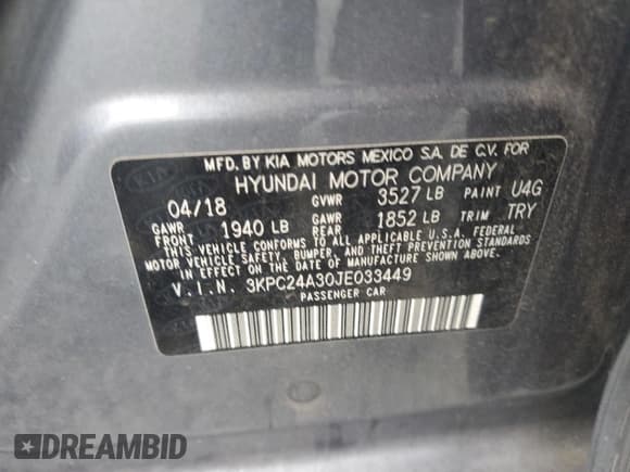 ✅ 2018 Hyundai Accent SE • VIN: 3KPC24A30JE033449 • Лот: 81159934. Опубликован ранее на Copart с пробегом 203 452 миль. Бесплатный доступ к архиву аукционных продаж из США и подробный отчёт об истории автомобиля на DreamBid. Изображение 12.