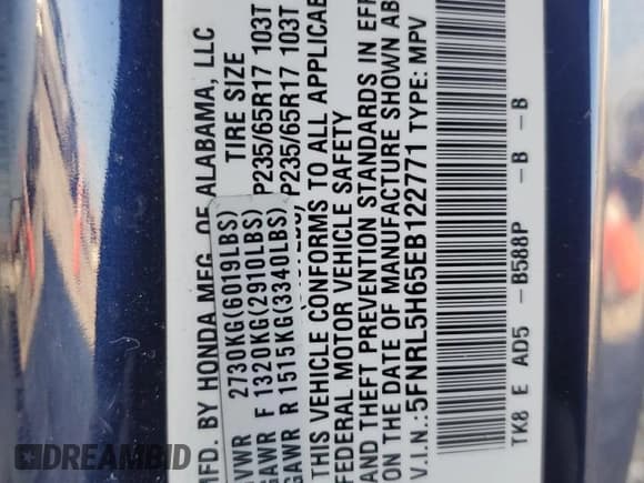 ✅ 2014 Honda Odyssey EX-L • VIN: 5FNRL5H65EB122771 • Lot: 94004825. Listed on Copart with 216,891 mi. Free auction sales archive from the USA and detailed vehicle history report at DreamBid. Image 13.