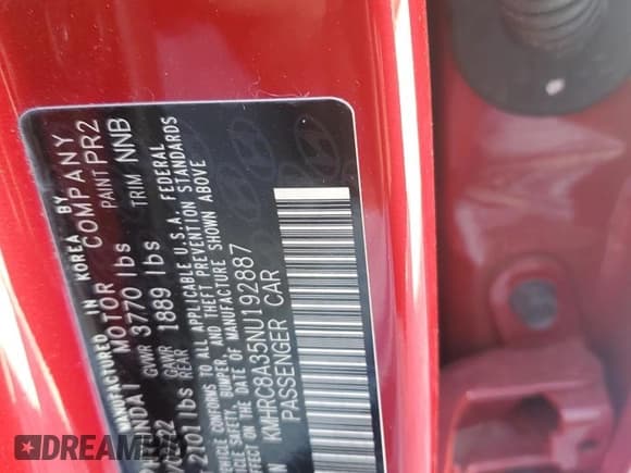 ✅ 2022 Hyundai Venue Limited • VIN: KMHRC8A35NU192887 • Lot: 59041985. Listed on Copart with 7,790 mi. Free auction sales archive from the USA and detailed vehicle history report at DreamBid. Image 12.