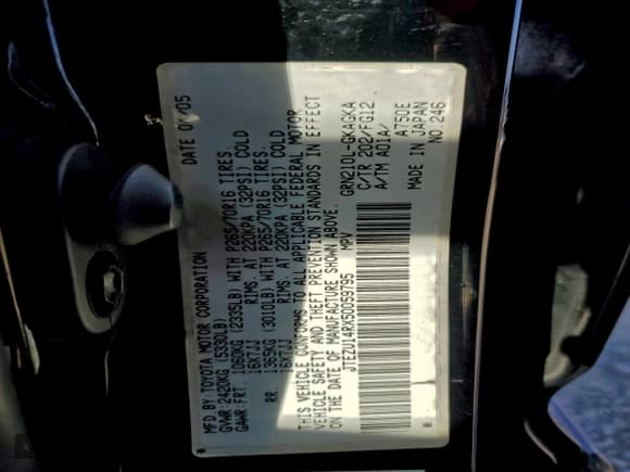 ✅ 2005 Toyota 4Runner SR5 • VIN: JTEZU14RX50059795 • Lot: 94414805. Wystawiony na Copart z przebiegiem 269 580 mil. Bezpłatny archiwum sprzedaży aukcyjnych z USA i szczegółowy raport historii pojazdu na DreamBid. Zdjęcie 13.