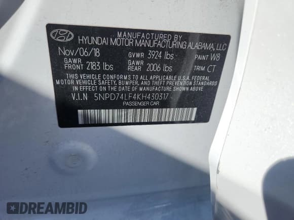 ✅ 2019 Hyundai Elantra SE • VIN: 5NPD74LF4KH430317 • Lot: 89864495. Listed on Copart with 216,496 mi. Free auction sales archive from the USA and detailed vehicle history report at DreamBid. Image 13.