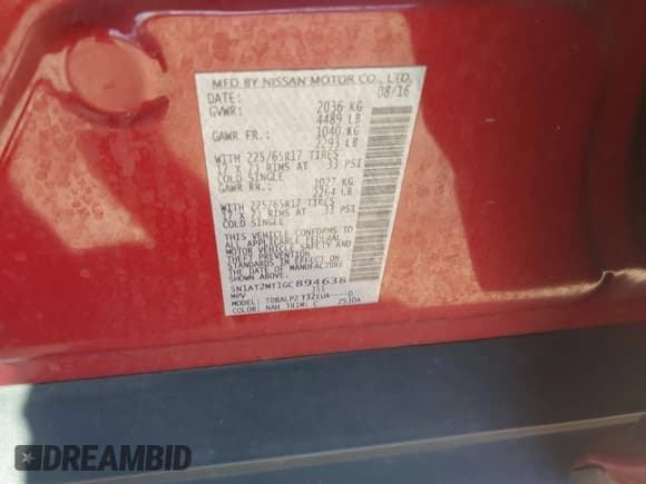 ✅ 2016 Nissan Rogue S • VIN: 5N1AT2MT1GC894638 • Лот: 43516564. Опубликован ранее на IAAI с пробегом 104 160 миль. Бесплатный доступ к архиву аукционных продаж из США и подробный отчёт об истории автомобиля на DreamBid. Изображение 9.