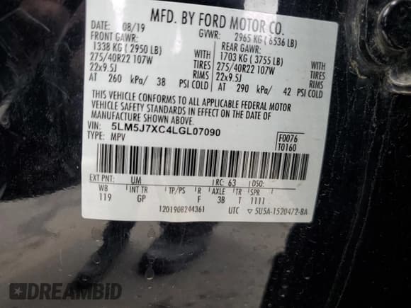 ✅ 2020 Lincoln Aviator Reserve • VIN: 5LM5J7XC4LGL07090 • Lot: 68209585. Listed on Copart with Not provided. Free auction sales archive from the USA and detailed vehicle history report at DreamBid. Image 13.