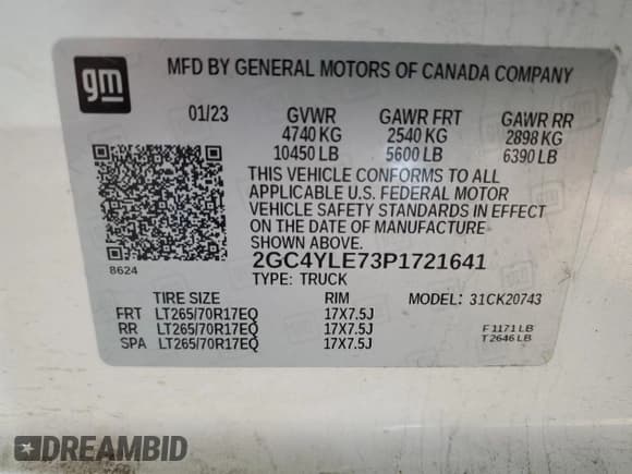 ✅ 2023 Chevrolet Silverado 2500HD Work Truck • VIN: 2GC4YLE73P1721641 • Lot: 89875875. Wystawiony na Copart z przebiegiem 62 142 mil. Bezpłatny archiwum sprzedaży aukcyjnych z USA i szczegółowy raport historii pojazdu na DreamBid. Zdjęcie 12.