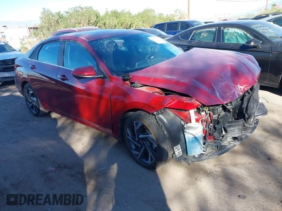 ✅ 2024 Hyundai Elantra Limited • VIN: KMHLP4DG4RU818307 • Лот: 43679855. Опубликован ранее на IAAI с пробегом 25 663 миль. Бесплатный доступ к архиву аукционных продаж из США и подробный отчёт об истории автомобиля на DreamBid. Изображение 1.