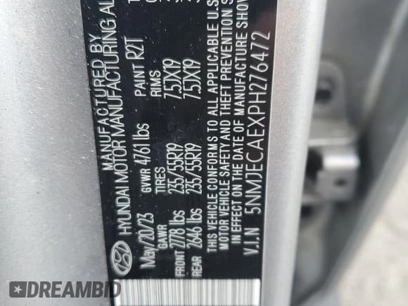 ✅ 2023 Hyundai Tucson Limited • VIN: 5NMJECAEXPH276472 • Лот: 80410705. Опубликован ранее на Copart с пробегом 32 931 миль. Бесплатный доступ к архиву аукционных продаж из США и подробный отчёт об истории автомобиля на DreamBid. Изображение 13.