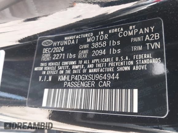 ✅ 2025 Hyundai Elantra Limited • VIN: KMHLP4DGXSU964944 • Lot: 43139973. Wystawiony na IAAI z przebiegiem 1 833 mil. Bezpłatny archiwum sprzedaży aukcyjnych z USA i szczegółowy raport historii pojazdu na DreamBid. Zdjęcie 9.