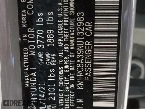 ✅ 2022 Hyundai Venue Limited • VIN: KMHRC8A39NU132983 • Lot: 44583025. Listed on Copart with 24,374 mi. Free auction sales archive from the USA and detailed vehicle history report at DreamBid. Image 13.