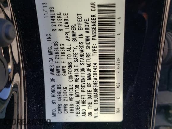 ✅ 2014 Acura TL Technology • VIN: 19UUA8F59EA004454 • Lot: 75198344. Listed on Copart with Not provided. Free auction sales archive from the USA and detailed vehicle history report at DreamBid. Image 12.