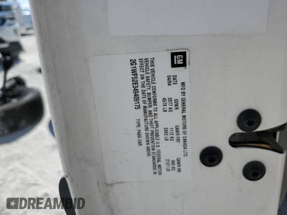 2004 Chevrolet Impala с VIN 2G1WF52E349409175, выставлен на аукционе Copart как лот 71446354 с пробегом 108 008 миль миль и Списание • Salvage title. История ставок и продаж доступна на DreamBid. Изображение 15.