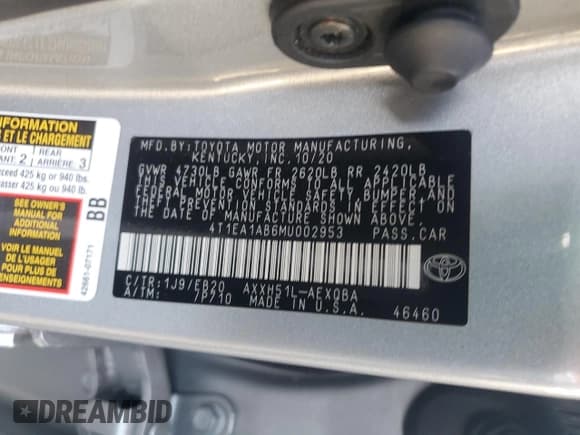 ✅ 2021 Toyota Avalon Hybrid XSE • VIN: 4T1EA1AB6MU002953 • Лот: 88275425. Опубликован ранее на Copart с пробегом 63 343 миль. Бесплатный доступ к архиву аукционных продаж из США и подробный отчёт об истории автомобиля на DreamBid. Изображение 12.