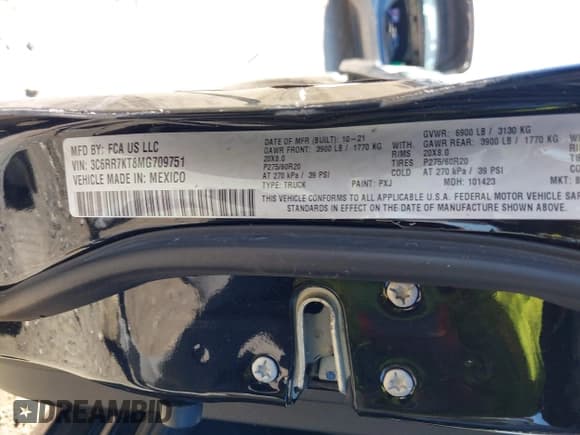 ✅ 2021 Ram 1500 Express • VIN: 3C6RR7KT8MG709751 • Лот: 43533907. Опубликован ранее на IAAI с пробегом 100 518 миль. Бесплатный доступ к архиву аукционных продаж из США и подробный отчёт об истории автомобиля на DreamBid. Изображение 9.