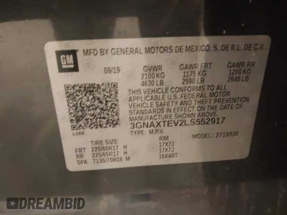 ✅ 2020 Chevrolet Equinox LT • VIN: 3GNAXTEV2LS552917 • Лот: 43602257. Опубликован ранее на IAAI с пробегом 46 331 миль. Бесплатный доступ к архиву аукционных продаж из США и подробный отчёт об истории автомобиля на DreamBid. Изображение 9.