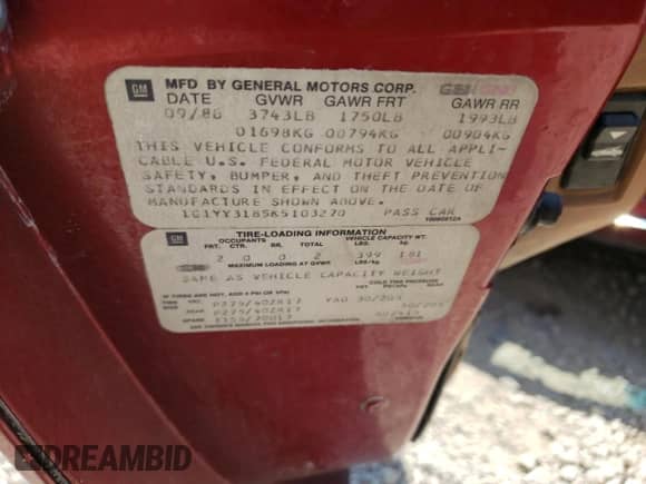 1989 Chevrolet Corvette with VIN 1G1YY3185K5103270, listed as a Copart auction lot 64901734 with 72,527 mi miles and Clean title. Bid and sale history available at DreamBid. Image 12.